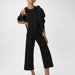 Quince Cropped Ponte Wide Leg Pants in Black